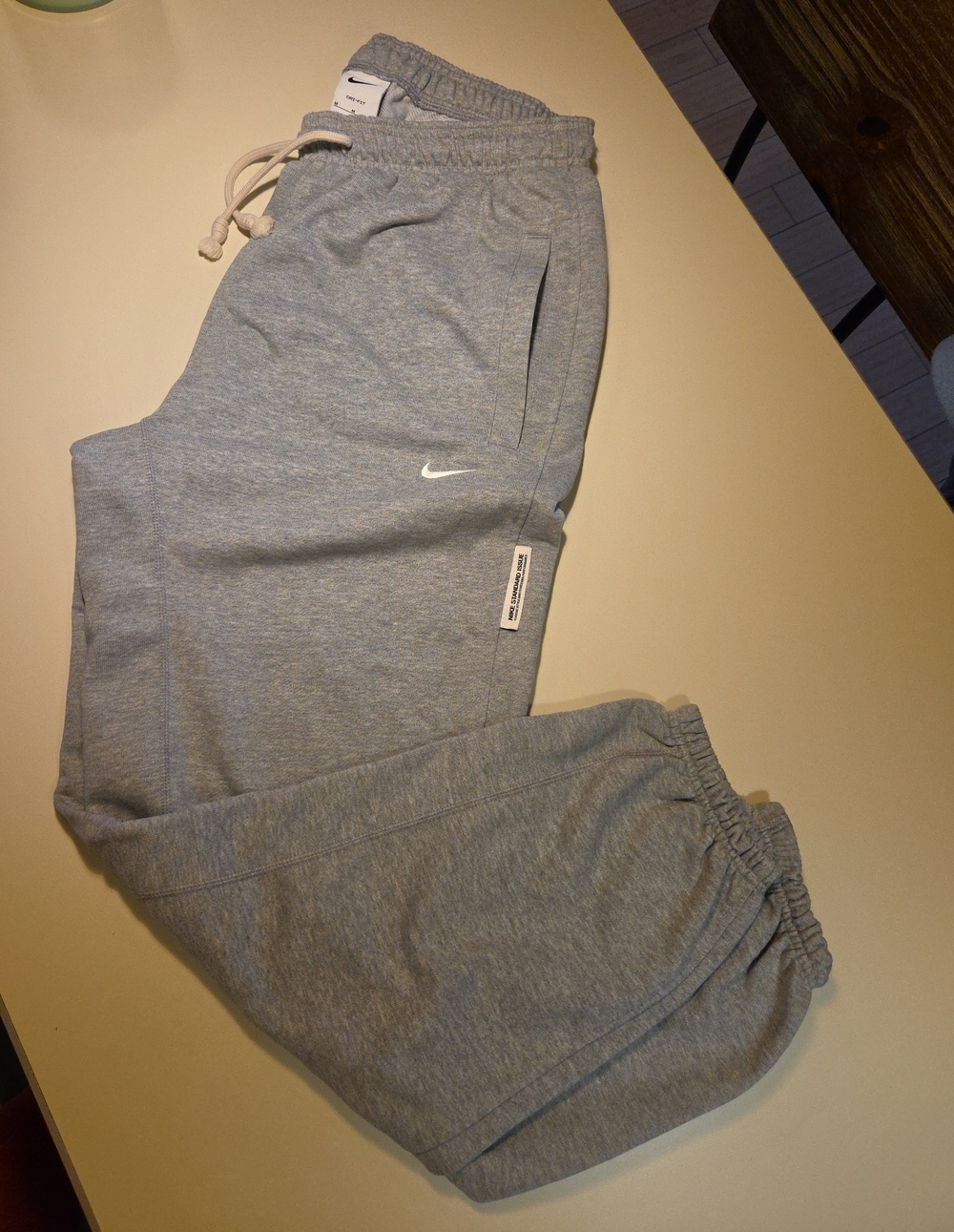 Nike Light Gray Mens Dri Fit Joggers with Swoosh